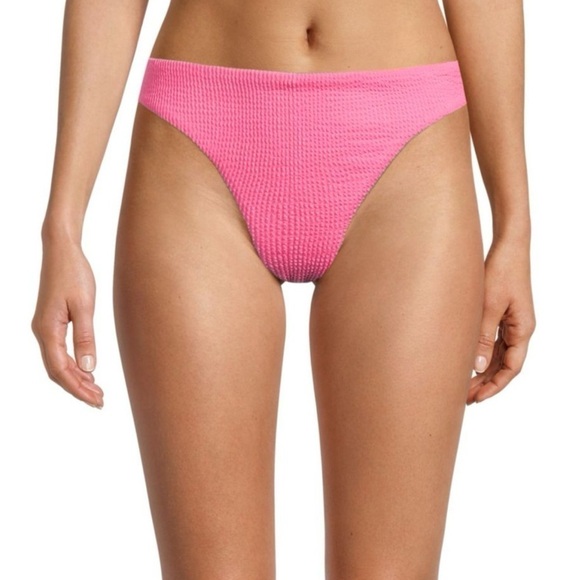 NWT Veronica Beard Marau Crinkle Bikini Bottom Pink Sherbet - Size Large - Picture 4 of 10